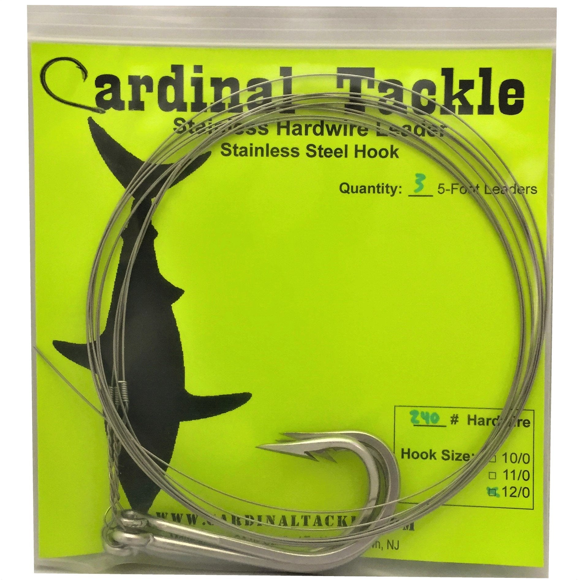 Hardwire Shark Leaders- 12/0 Hook (3-pack) – Cardinal Tackle