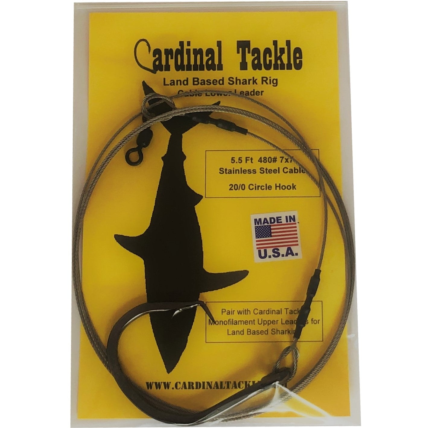Short Shark Rig - 480# bright Cable 20/0 Circle Hook – Cardinal Tackle